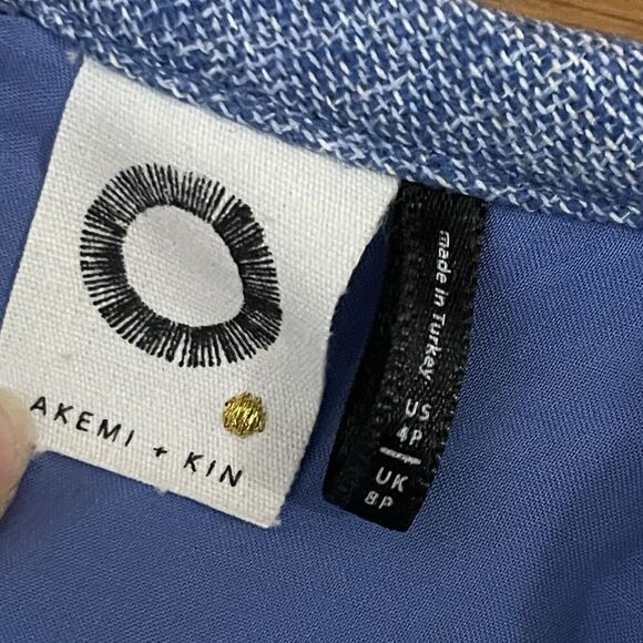 AKEMI + KIN ANTHROPOLOGIE Tweed Striped Shift Dress Size 6 Blue Spring Coastal - Picture 5 of 9